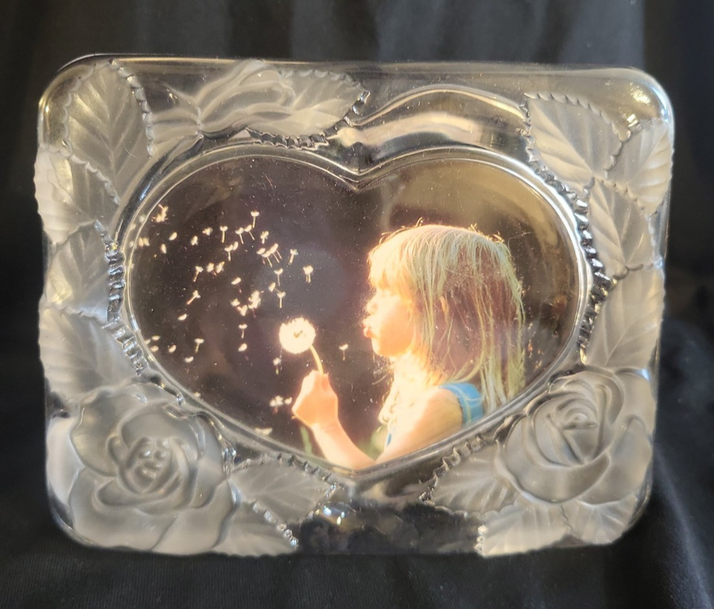 Home Beautiful Frosted Heart Glass Floral Picture Frame 6 x 5" photo 4.5 x 3"